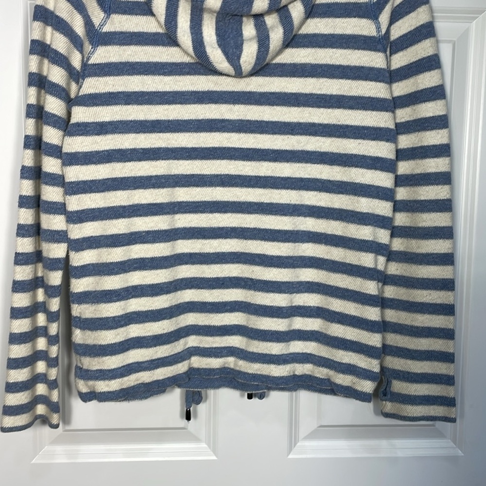 Margaret O’Leary Stripped Hoodie Size Small Thumb Holes Pocket Drawstring Bottom - Picture 8 of 12